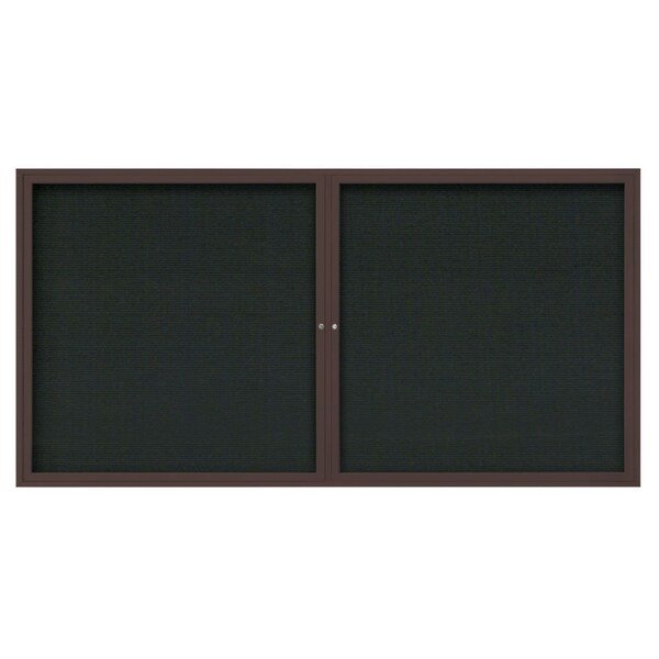 72"x36" 3-Door Enclosed Outdoor Letterboard, Black Felt/Bronze